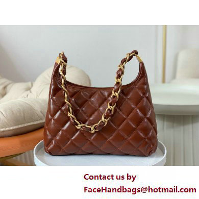 Chanel Shiny Lambskin  &  Gold-Tone Metal Hobo handBag brown AS4912 2025